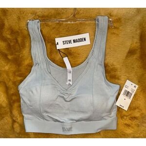 Steve Madden Ribbed Seamless Bra Top Comfort Stretch Puritan, Gray, Size‎ M, NWT